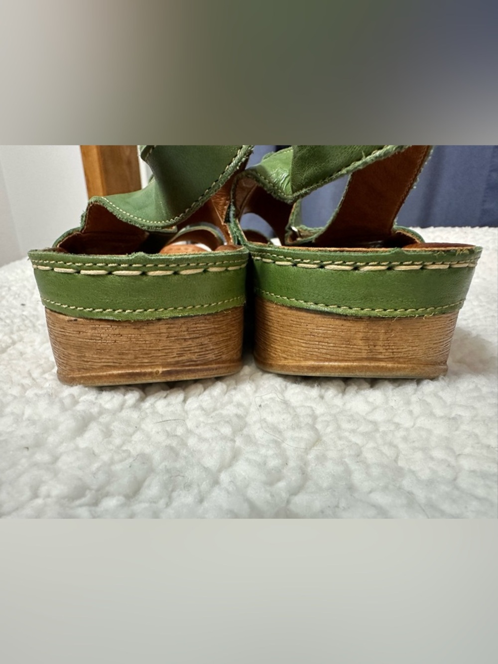 V Italia Women's Green Leather Slingback Sandals with Adjustable Strap 41 / 10 - Picture 5 of 8